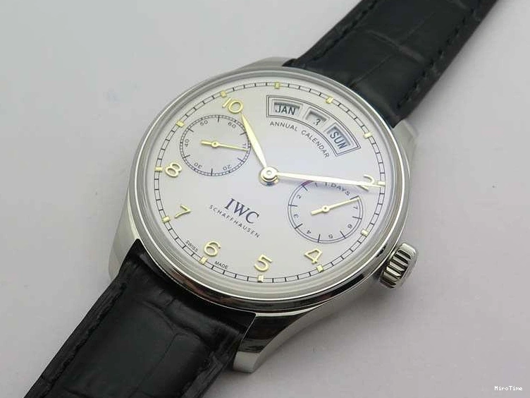MIROTIME 1217 Portuguese Real PR Real Annual Calendar IW5035 YLF 1:1 Best Edition White Dial On Leather Strap A Refined 7243